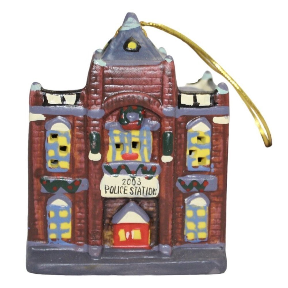 Vintage Collectible Badcock Furniture Police Station Hand-Painted‎ Bell Ornament